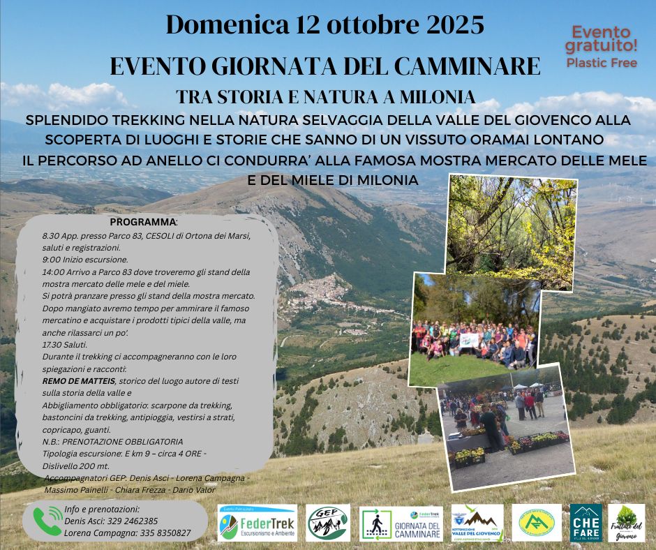 Evento Giornata nazionale del Camminare 2025 – Tra storia e natura a Milonia
