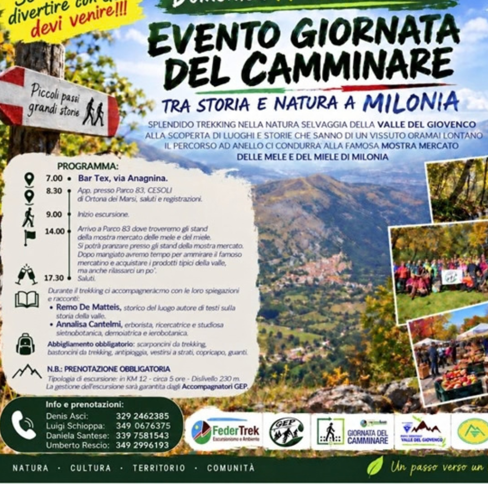 Evento giornata del camminare – Tra storia e natura a Milonia